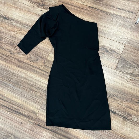 Diane Von Furstenberg Silk One Shoulder Black Mini Dress - Picture 5 of 8